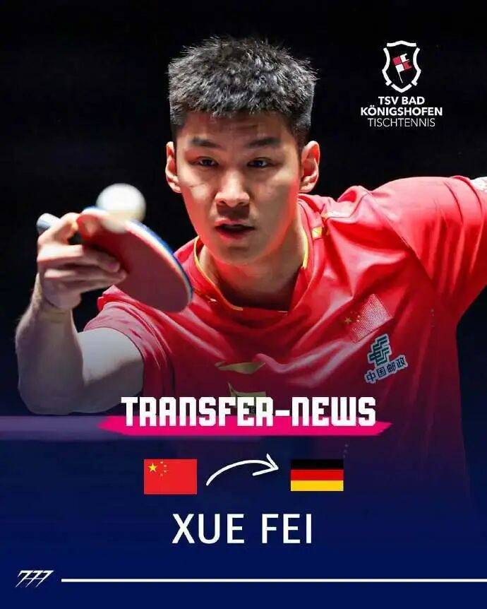 นักกีฬาจีน เสวี่ย เฟย เข้าร่วมสโมสรปิงปองบุนเดสลีกา; ก่อนหน้านี้ ฟาน เจินตง ได้ประกาศย้ายไปยังบุนเดสลีกาเช่นกัน ซึ่งเขาจะจับคู่กับ Møllergaard_Saarbrücken_Sport_Official Announcement